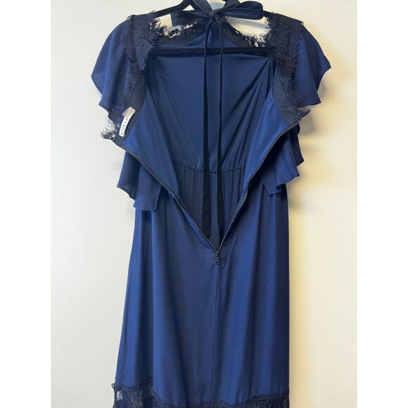 ALICE+OLIVIA Mitsy Off-The-Shoulder Maxi Dress, Navy/Black, Sz 2 - Picture 12 of 15